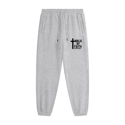 Walk By Faith Unisex (men women) Christian Heavyweight Fleece Sweatpants(Joggers) - ClaimedbyGodDesigns