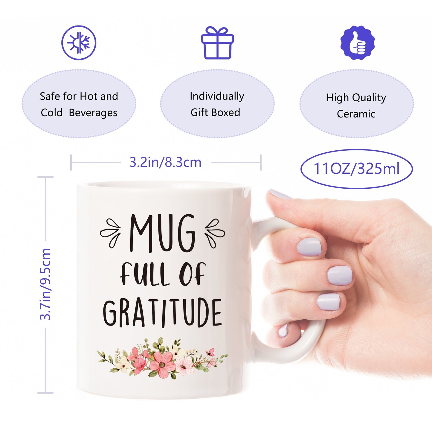 Mug Full Of Gratitude Christian White Ceramic Mug claimedbygoddesigns