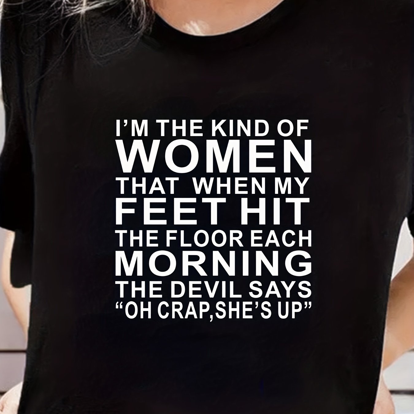 When My Feet Hit The Floor The Devil Says OH Crap Women's Christian T-shirt claimedbygoddesigns