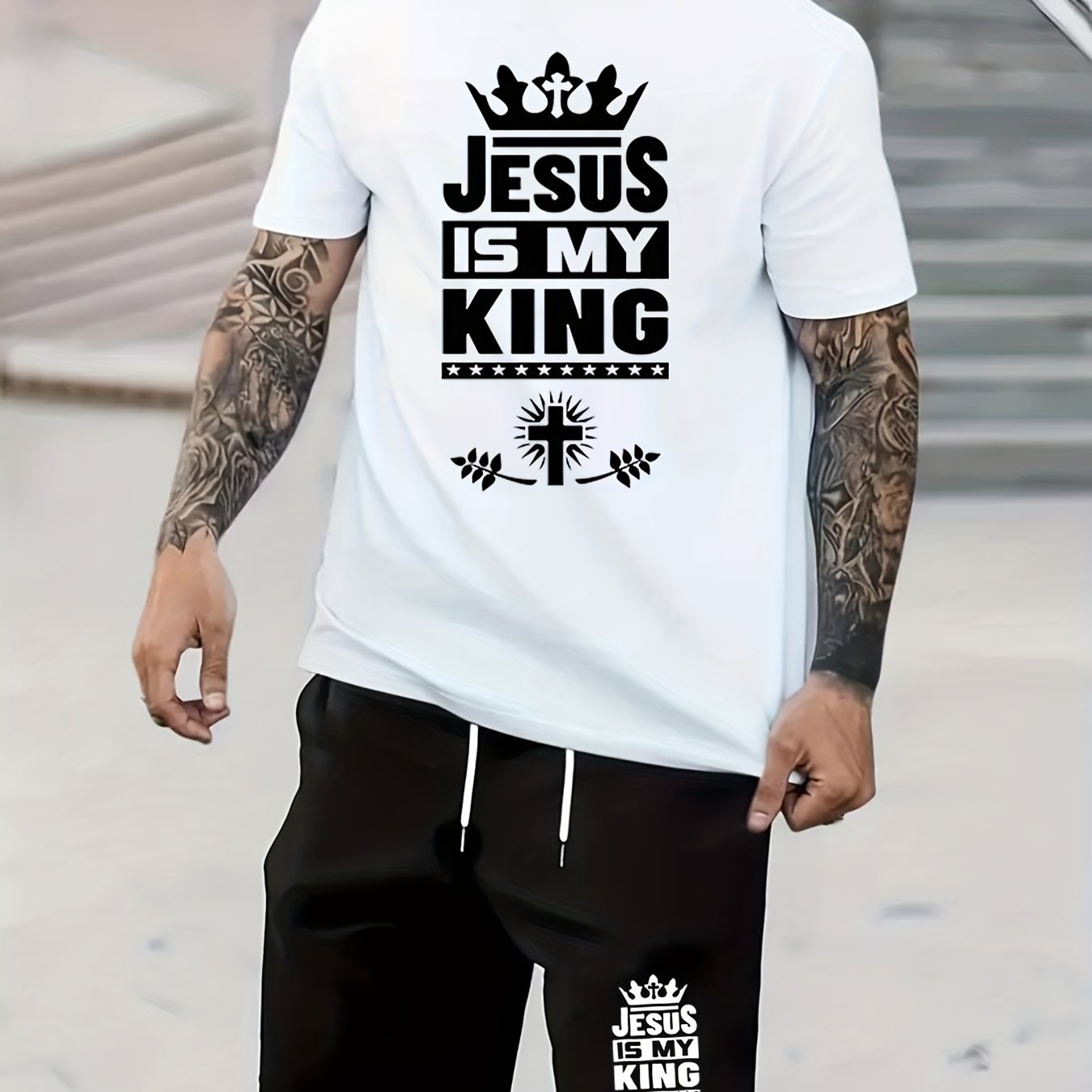 JESUS IS MY KING Men's Christian Casual Outfit claimedbygoddesigns