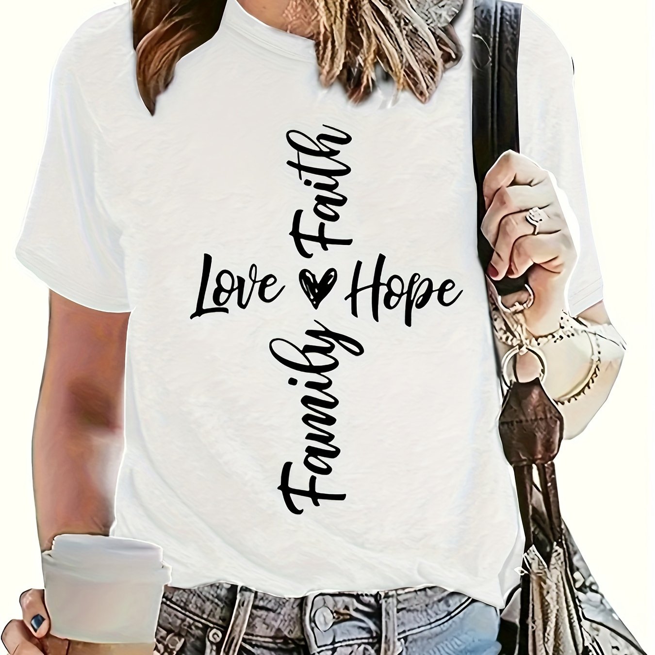 Love Hope Family Faith Women's Christian T-shirt claimedbygoddesigns