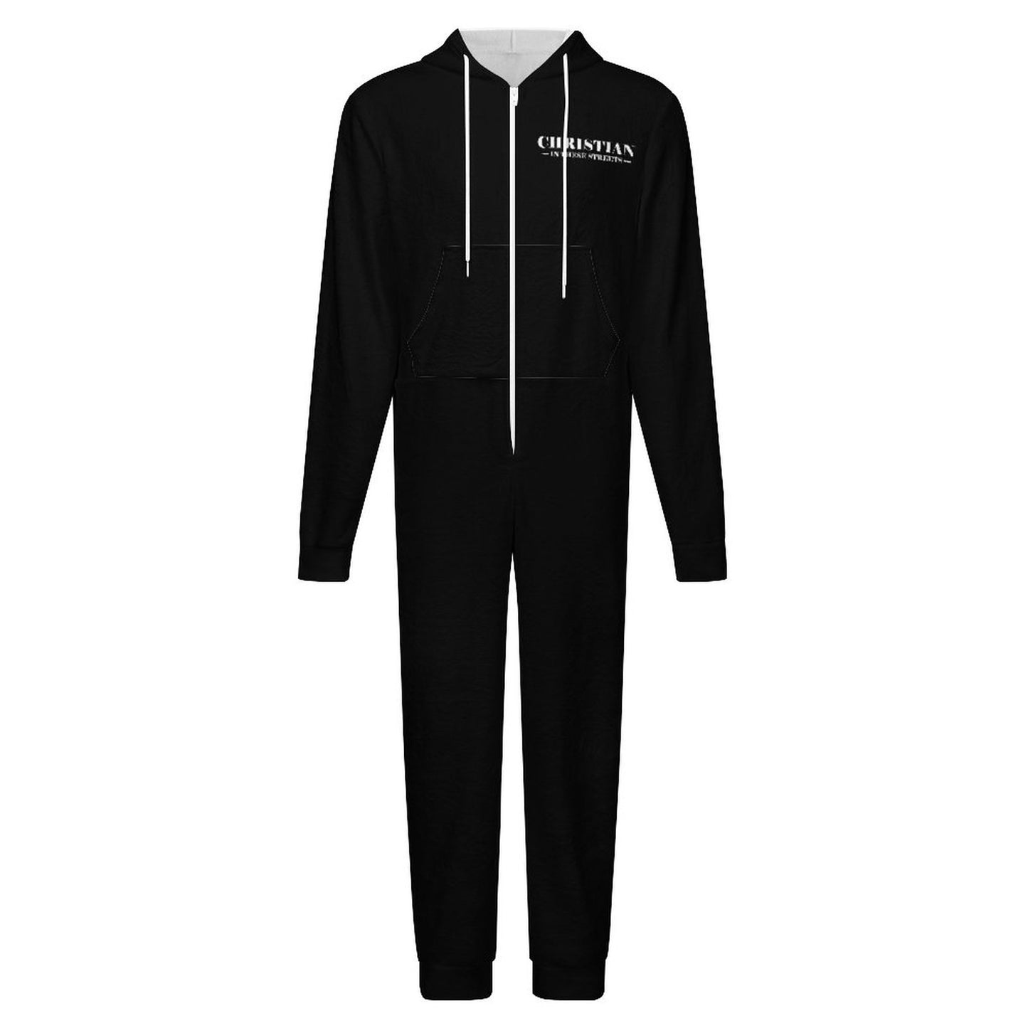 Christian Power Men's Christian Flannel Zip up Jumpsuit Pajamas
