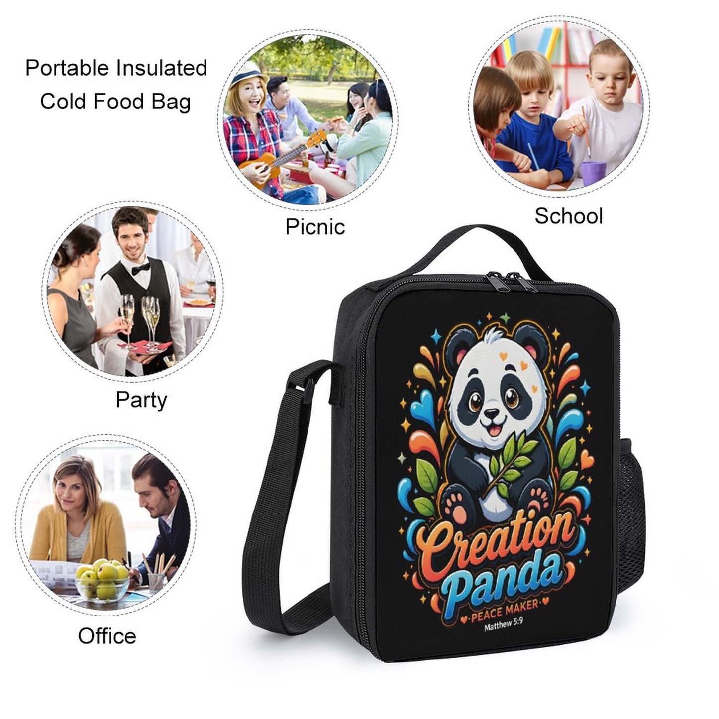 Creation Panda Christian 3 PCS Bag Set (Backpack, Lunch Bag and Pencil Case) - ClaimedbyGodDesigns
