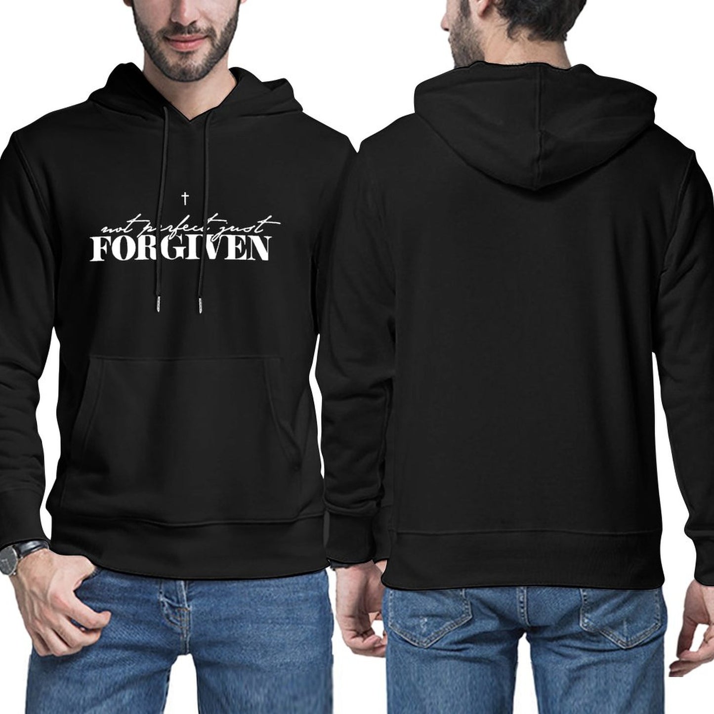 Not Perfect Just Forgiven Men's Christian Pullover Hooded Sweatshirt