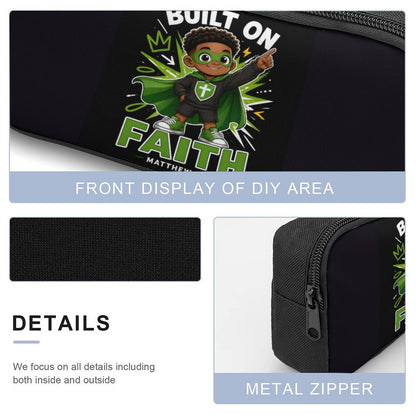 Built On Faith Boy Christian 3 PCS Bag Set (Backpack, Lunch Bag and Pencil Case)