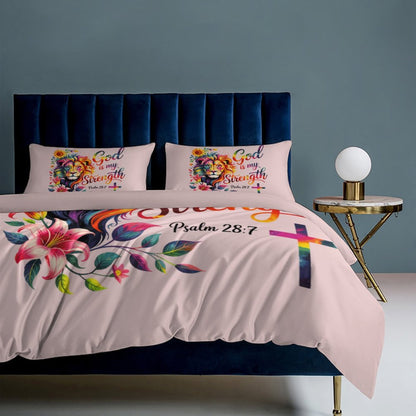 He Is My Strength 3 - PieceChristian Comforter Bedding Set - Full/Twin - ClaimedbyGodDesigns