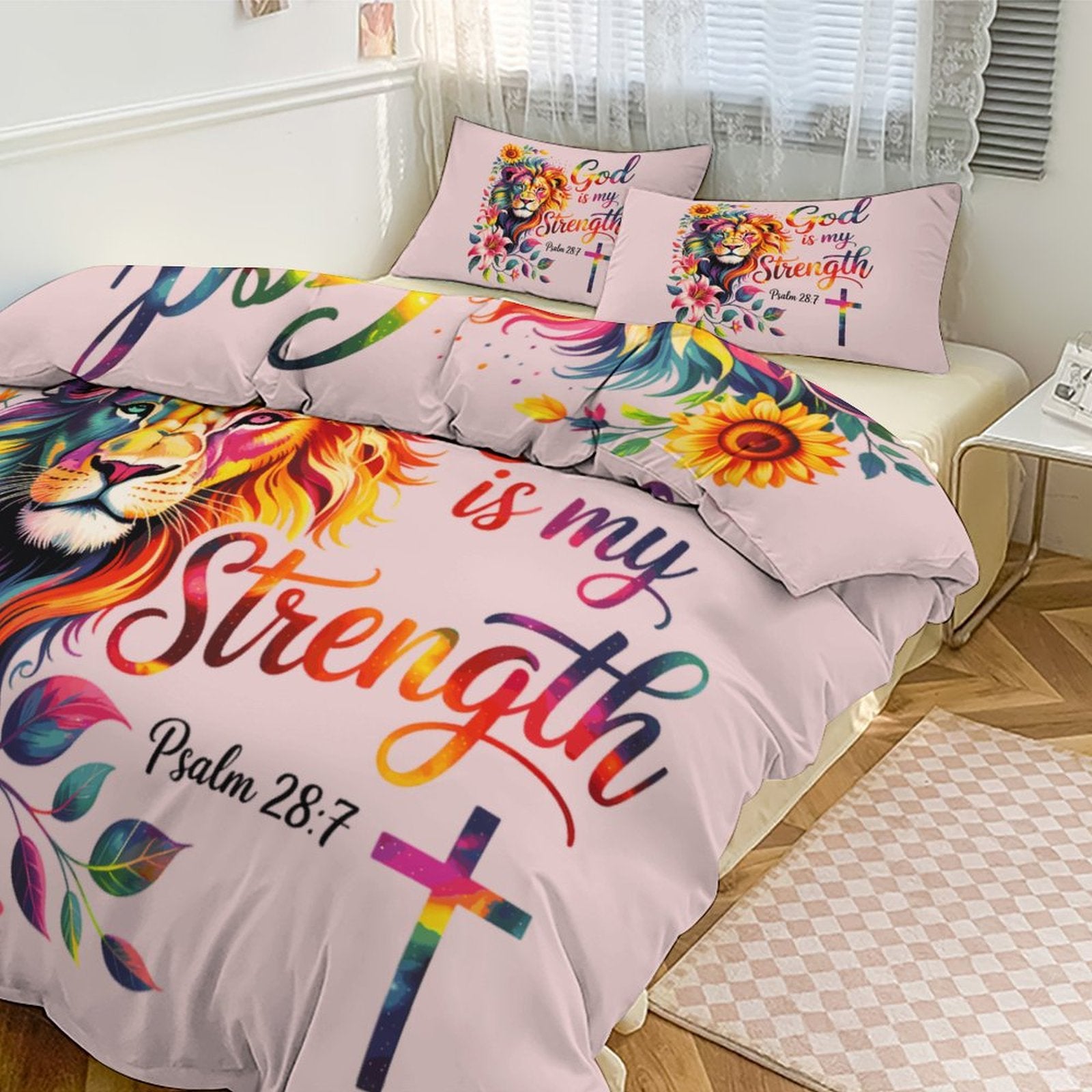 He Is My Strength 3 - PieceChristian Comforter Bedding Set - King - ClaimedbyGodDesigns
