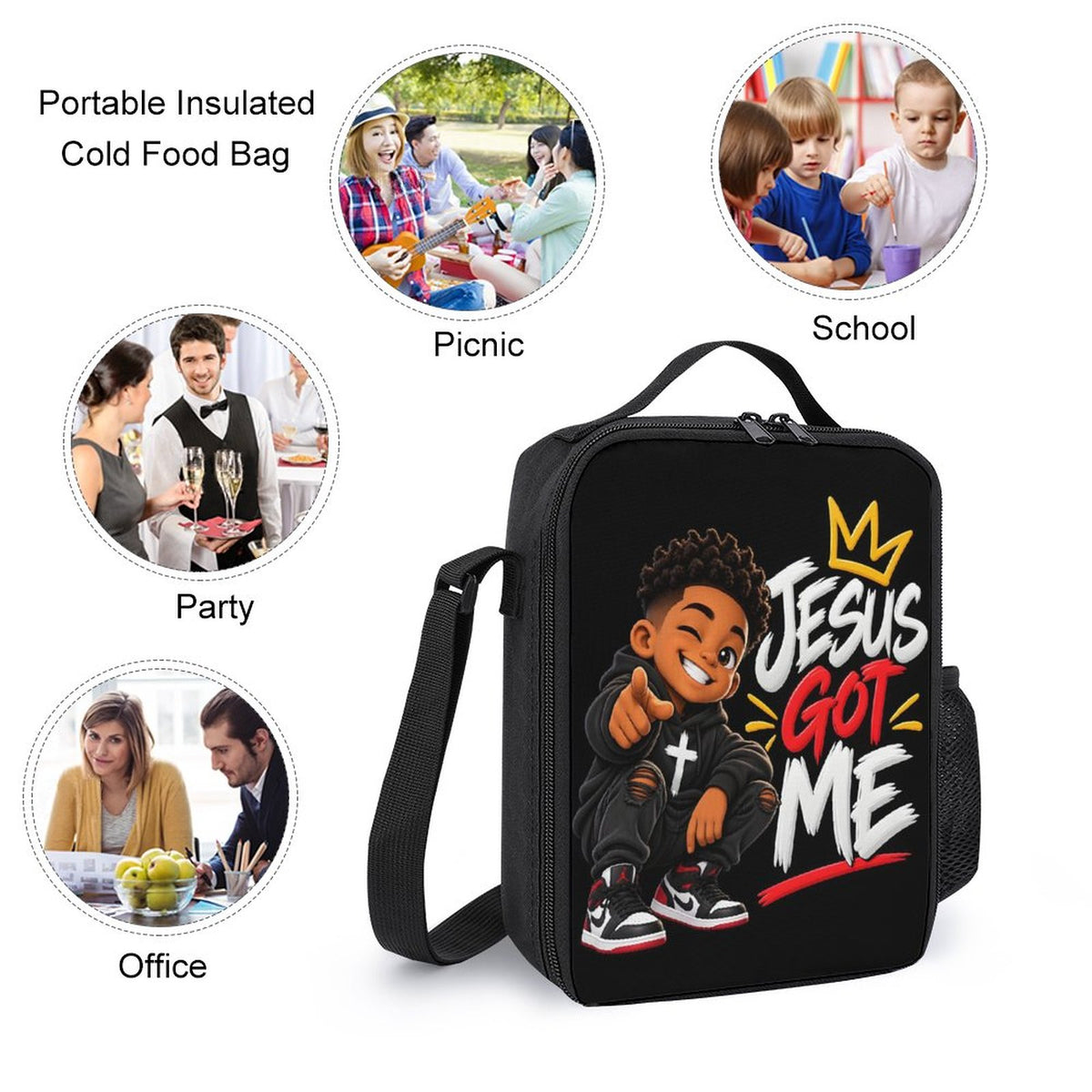 Jesus Got Me 3 PCS Christian Kids Backpack Set (Backpack, Lunch Bag and Pencil Case) - ClaimedbyGodDesigns
