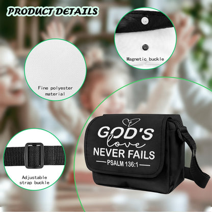 God's Love Never Fails Christian Kids Flap Crossbody Bag