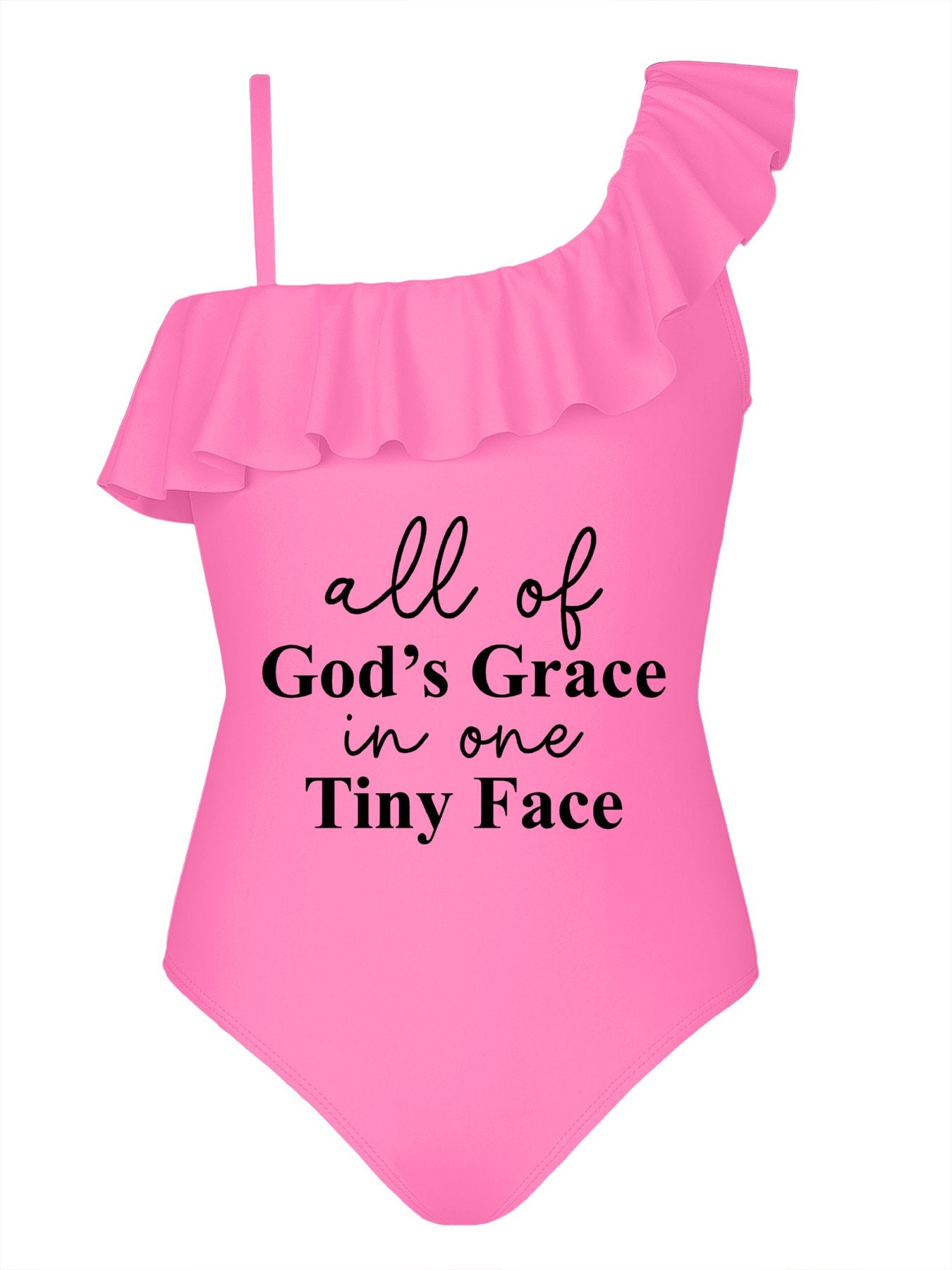 All Of His Grace In One Tiny Face Kid's Christian Swimsuit - ClaimedbyGodDesigns