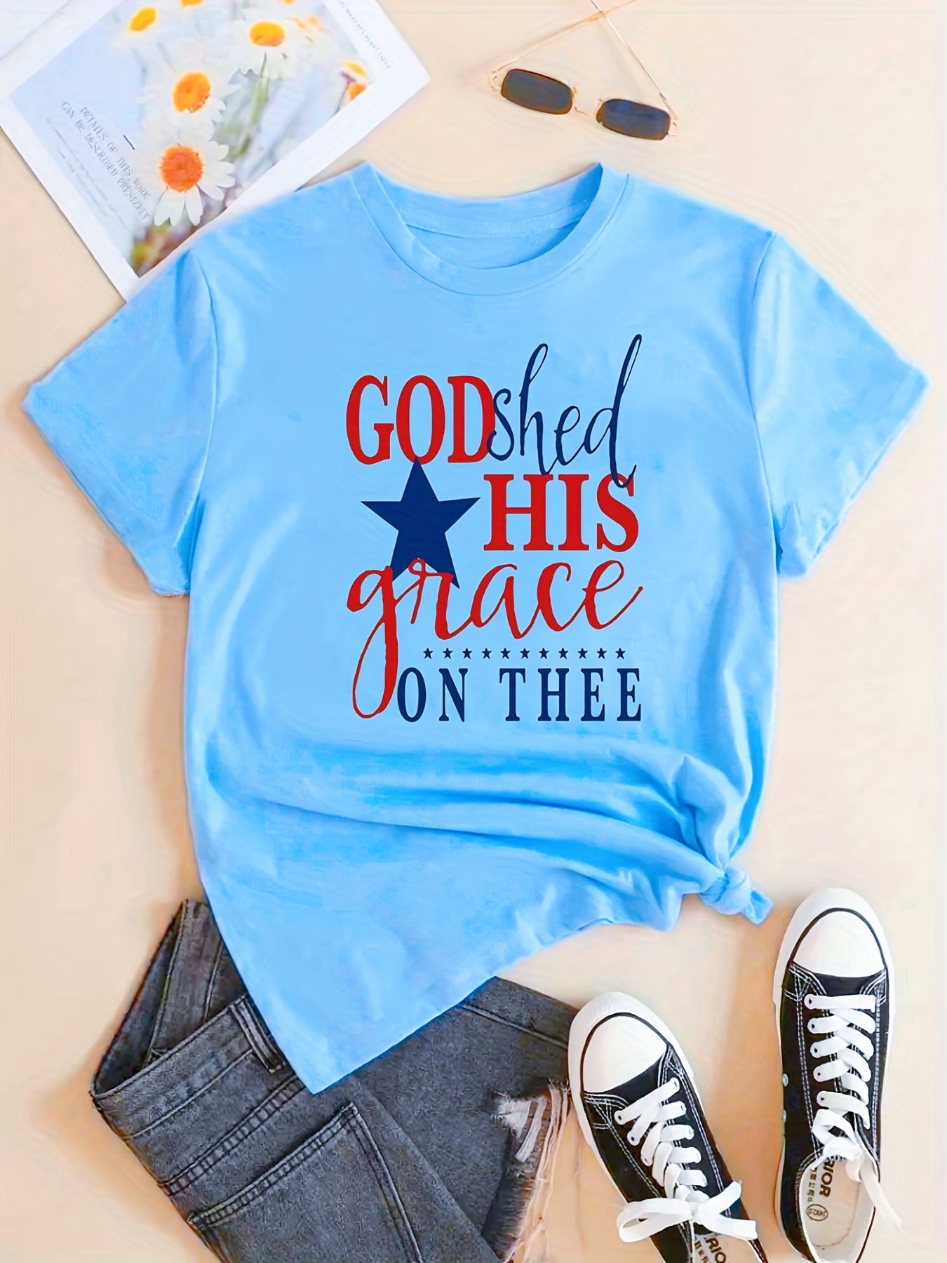 God Shed His Grace On Thee Women's Christian T-Shirt claimedbygoddesigns