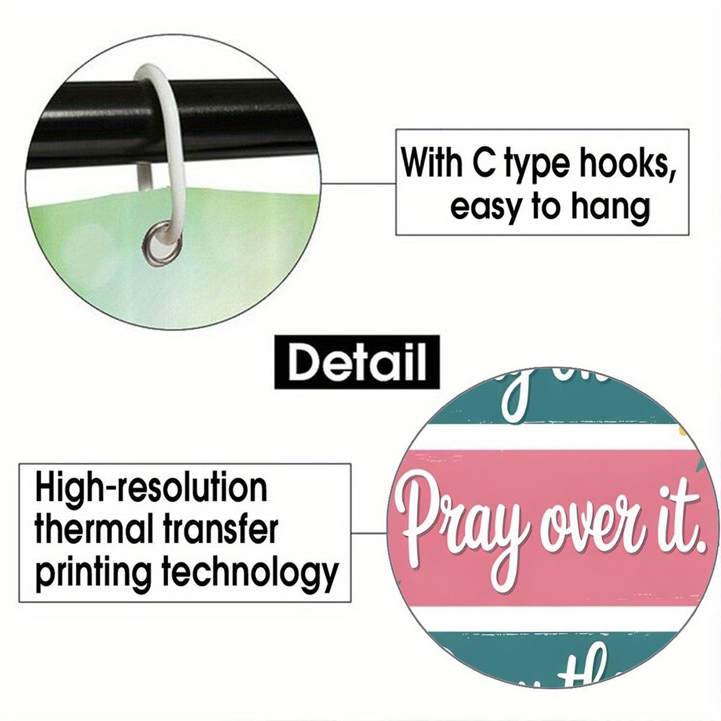 Pray On It, Over It, Through It Christian Waterproof Shower Curtain