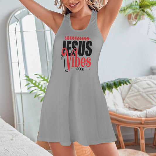 Jesus Vibes Women's Christian Racer Vest Pajama Nightdress