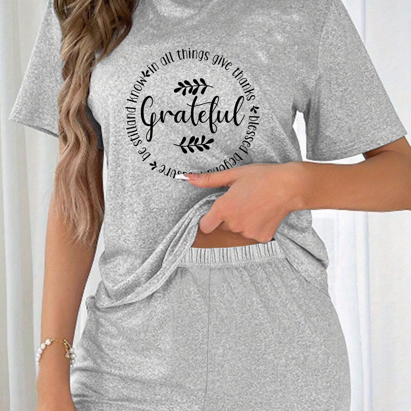 Grateful Women's Christian Short Pajama Set claimedbygoddesigns