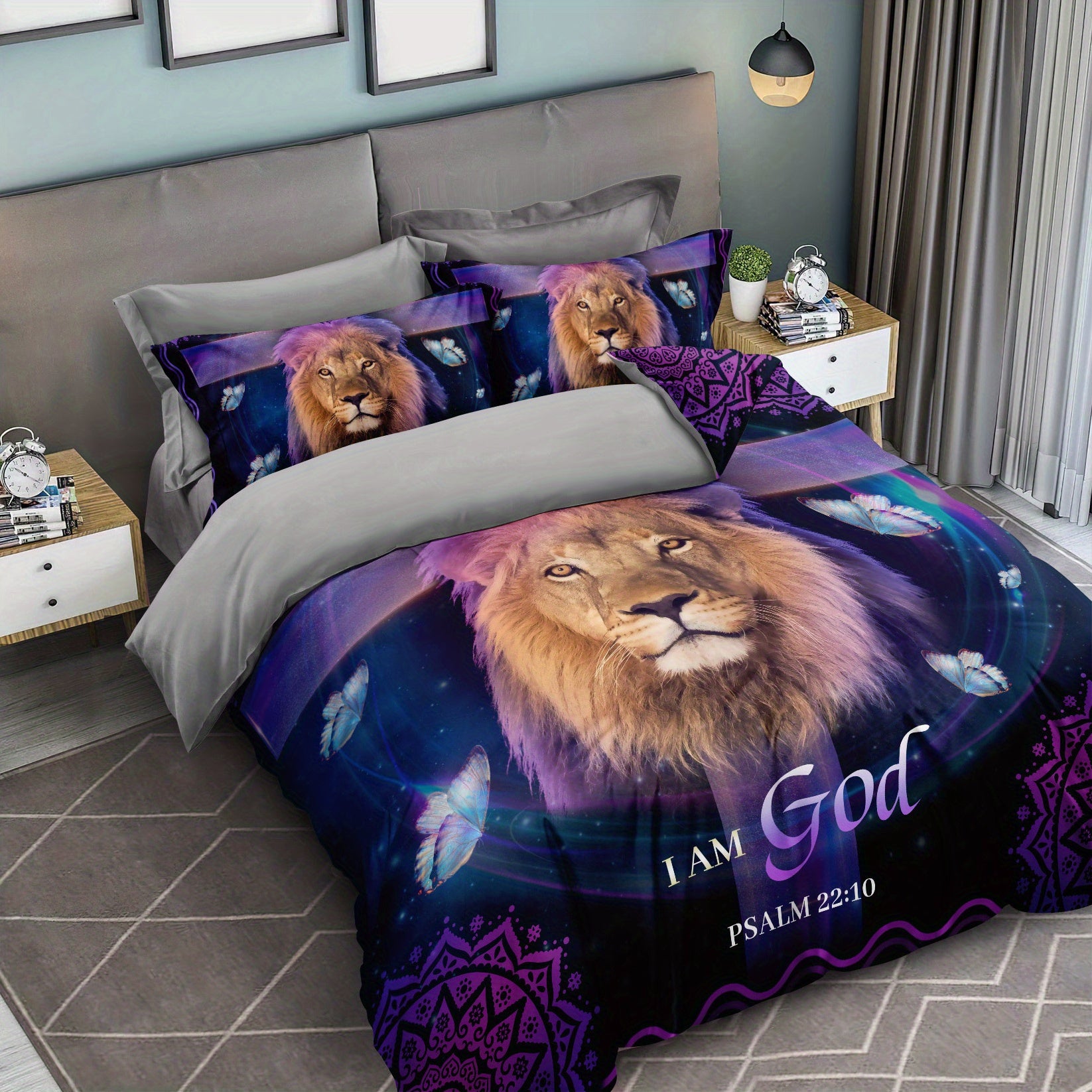 PSALM 22:10 I Am God 3pcs Christian Duvet Cover Set - Includes 1 Duvet Cover and 2 Pillowcases (Core Not Included) claimedbygoddesigns