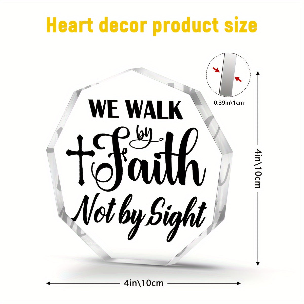 We Walk By Faith Not By Sight Acrylic Glass Ornament Christian Gift Idea claimedbygoddesigns