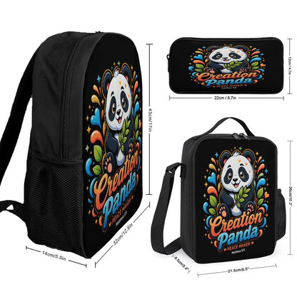 Creation Panda Christian 3 PCS Bag Set (Backpack, Lunch Bag and Pencil Case) - ClaimedbyGodDesigns