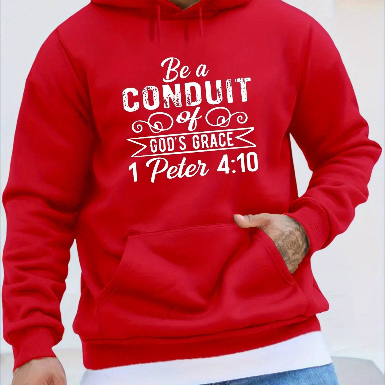 1 Peter 4:10 BE A CONDUIT OF GOD'S GRACE Men's Christian Pullover Hooded Sweatshirt claimedbygoddesigns