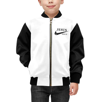 HE DID IT Kids' Christian Bomber Jacket with Pockets