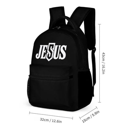 Jesus 3 Pcs School Christian Backpack Set for Kids (Backpack, Kid's Insulated Lunch Bag & Pencil Case Organizer)