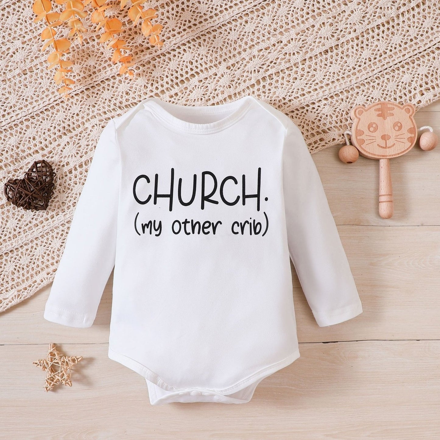 CHURCH MY OTHER CRIB Long Sleeve Christian Baby Onesie claimedbygoddesigns