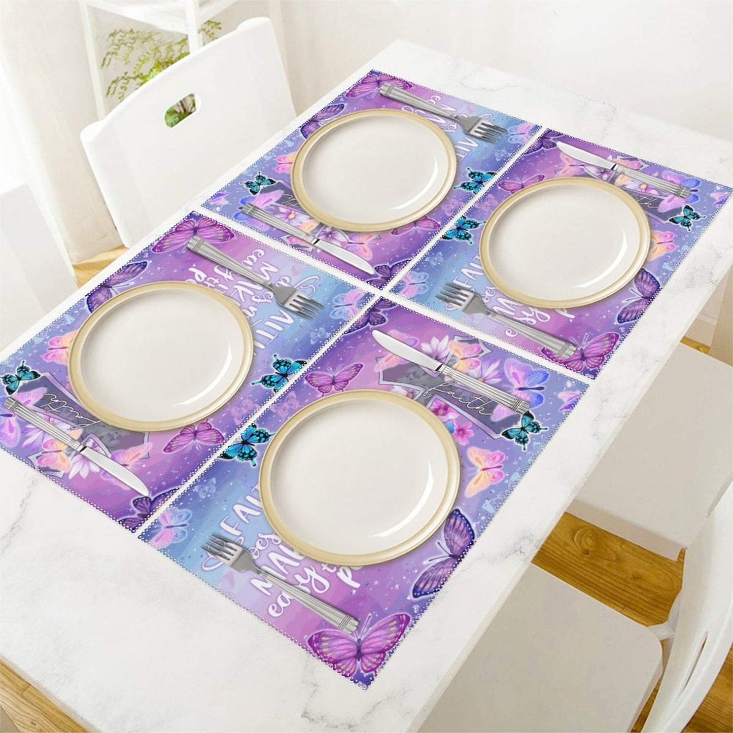 Faith It Does Not Make Things Easy It Makes Them Possible Christian Table Placemat Set of 4