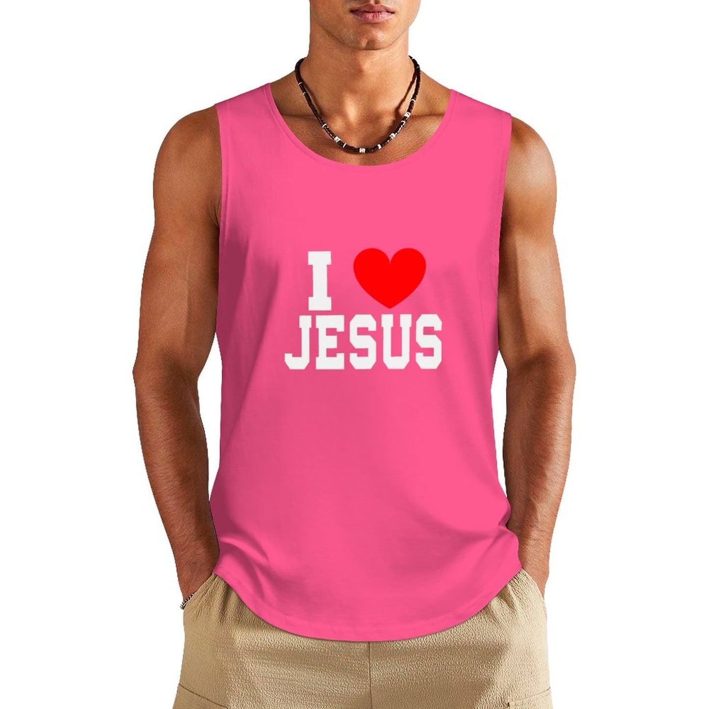 I Love Jesus Men's Christian Cotton Tank Top