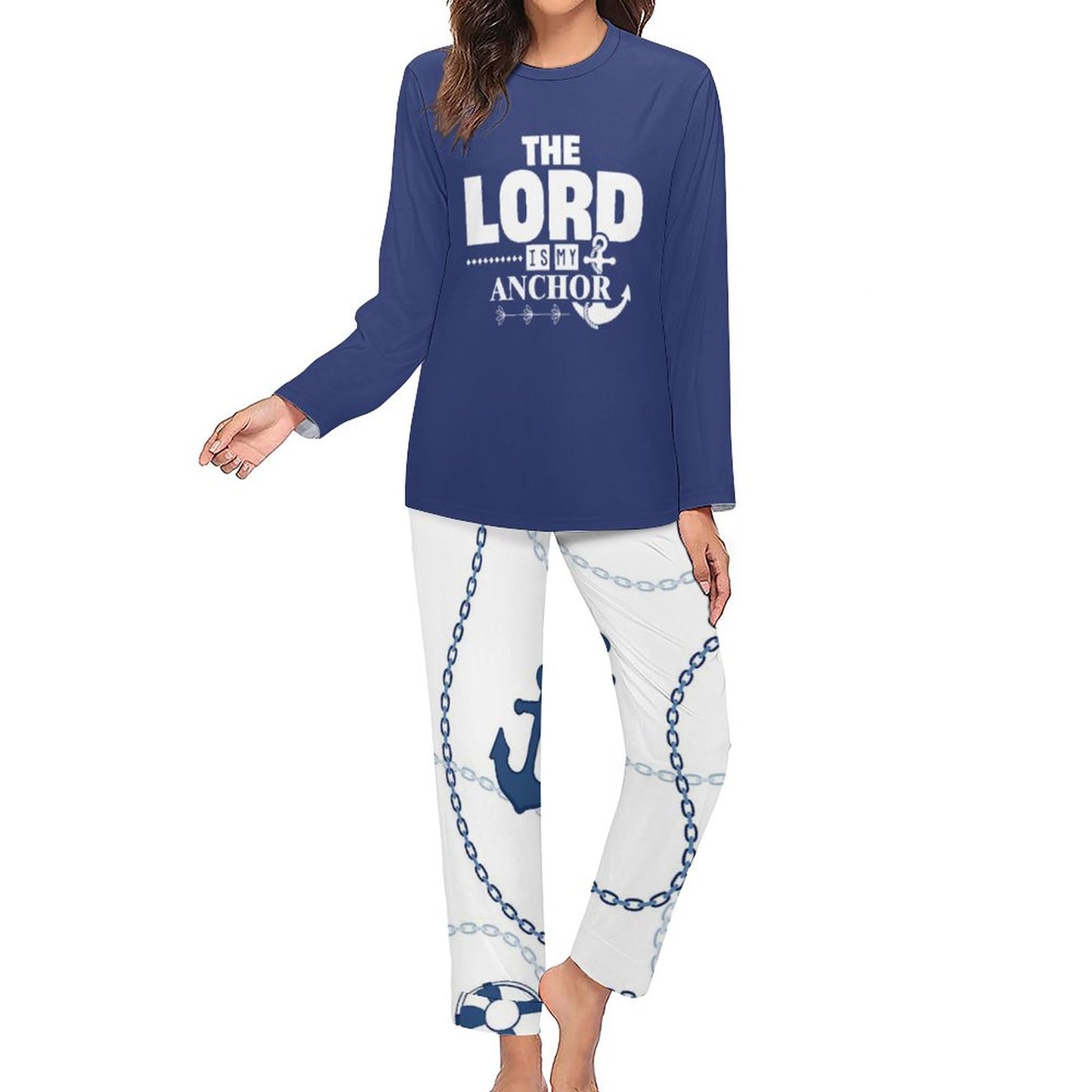 The Lord Is My Anchor Christian Women's 2 Piece Pajama Set