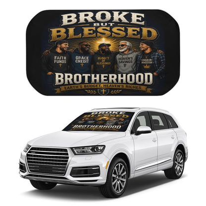 Broke But Blessed Brotherhood — Funny Christian Car Sunshade Umbrella - ClaimedbyGodDesigns