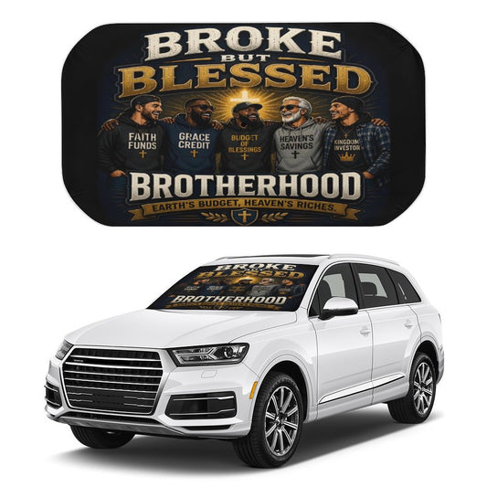 Broke But Blessed Brotherhood — Funny Christian Car Sunshade Umbrella
