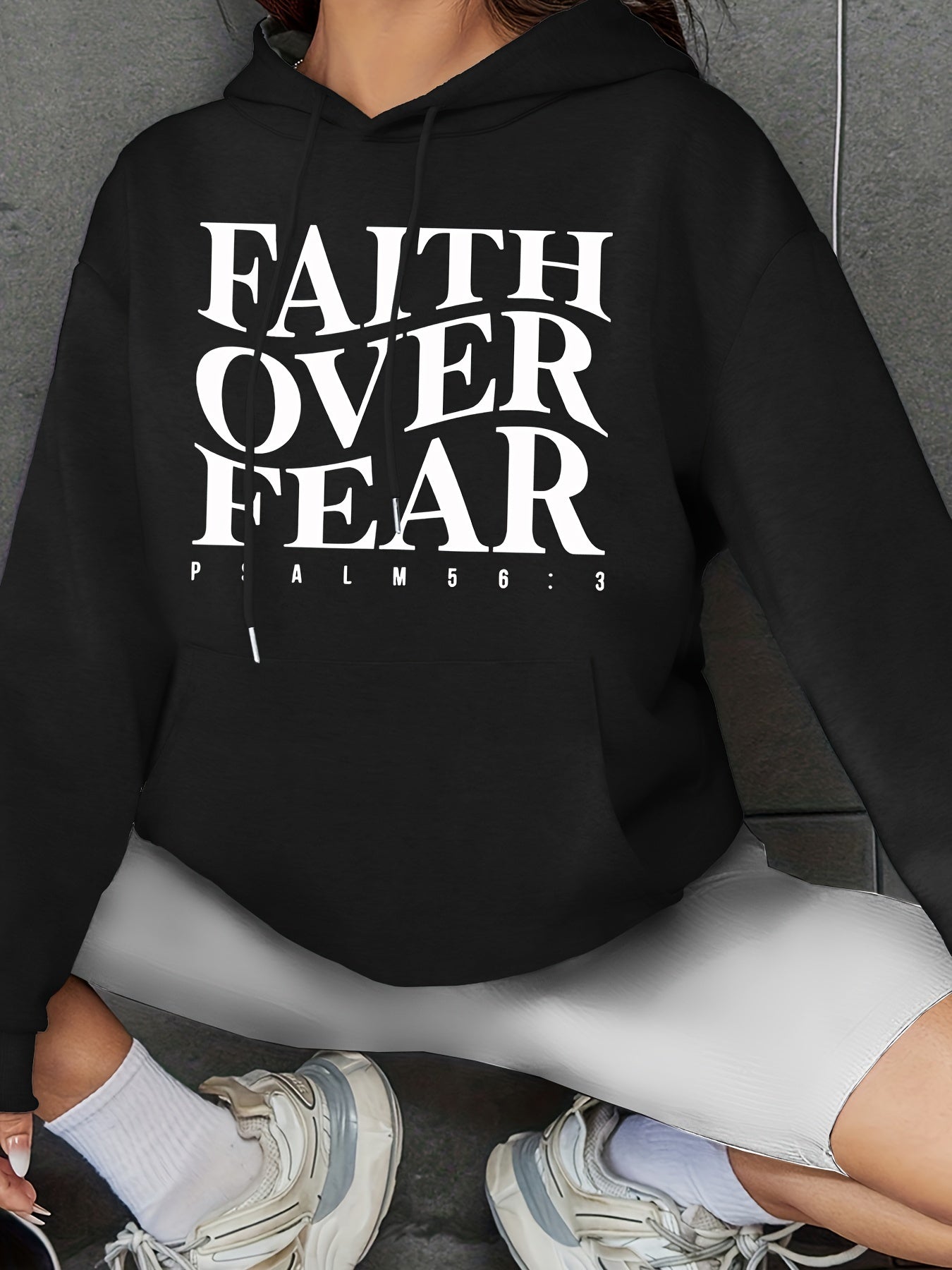 Faith Over Fear Women's Christian Pullover Hooded Sweatshirt claimedbygoddesigns