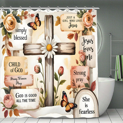Words Of Affirmation Christian Waterproof Shower Curtain