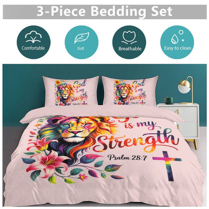 He Is My Strength 3 - PieceChristian Comforter Bedding Set - Full/Twin - ClaimedbyGodDesigns