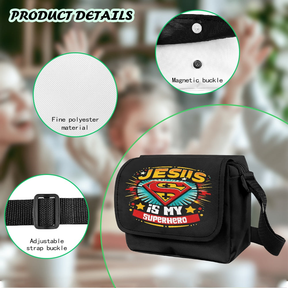 Jesus Is My Superhero Christian Kids Flap Crossbody Bag