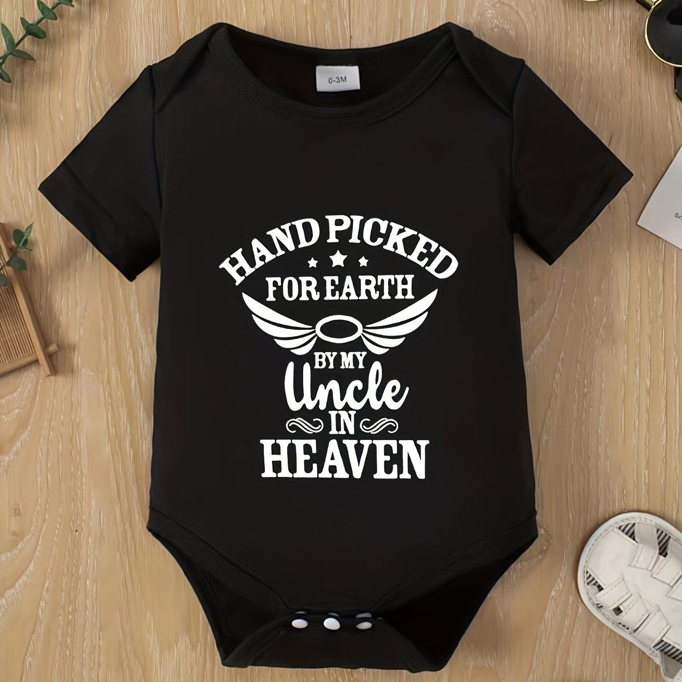Handpicked For Earth By My Uncle In Heaven Christian Baby Onesie claimedbygoddesigns