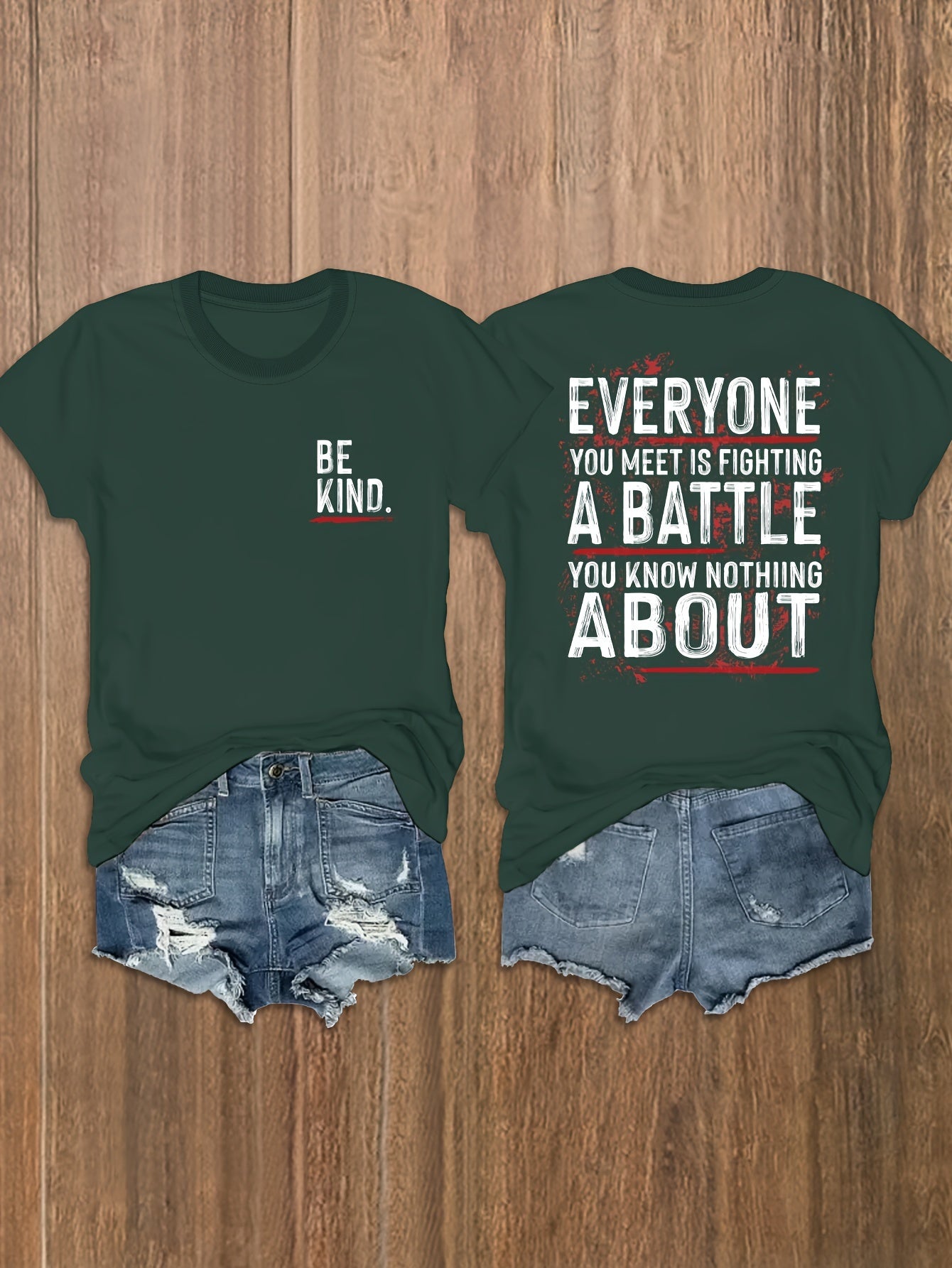 Be Kind: Everyone Is Fighting A Battle (2) Plus Size Women's Christian T-shirt claimedbygoddesigns