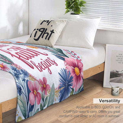 Worry Ends Where Faith Begins Christian Flannel Throw Blanket for Bedroom