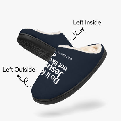 Do It For Him Christian Fluffy Bedroom Slippers - ClaimedbyGodDesigns