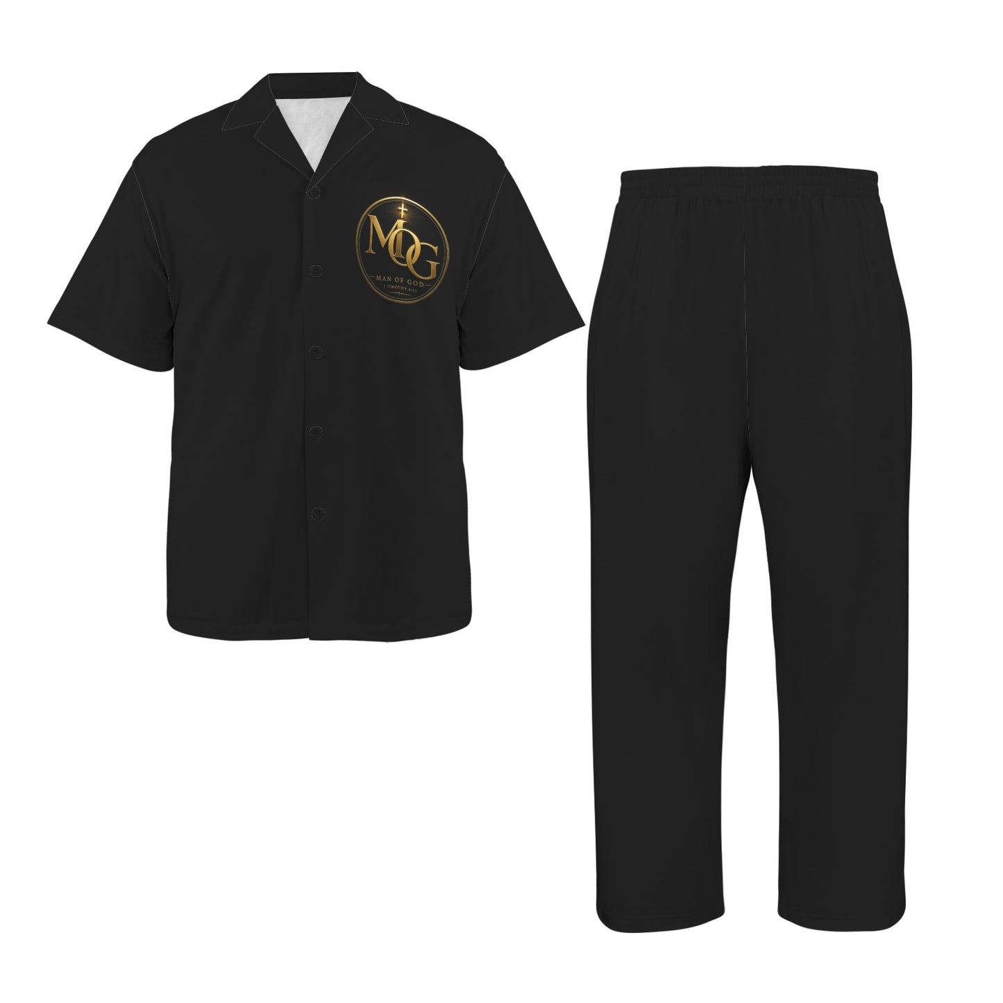 Man Of God Men's Christian Pajamas Men's V - Neck Pajama Set - ClaimedbyGodDesigns