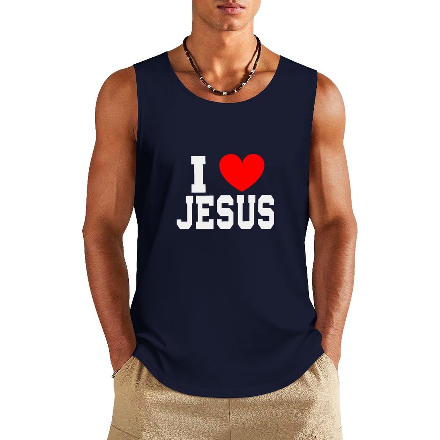 I Love Jesus Men's Christian Cotton Tank Top