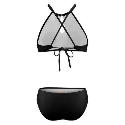 I Love Him Christian Women's Two piece Swimsuit with High Neck Halter Top