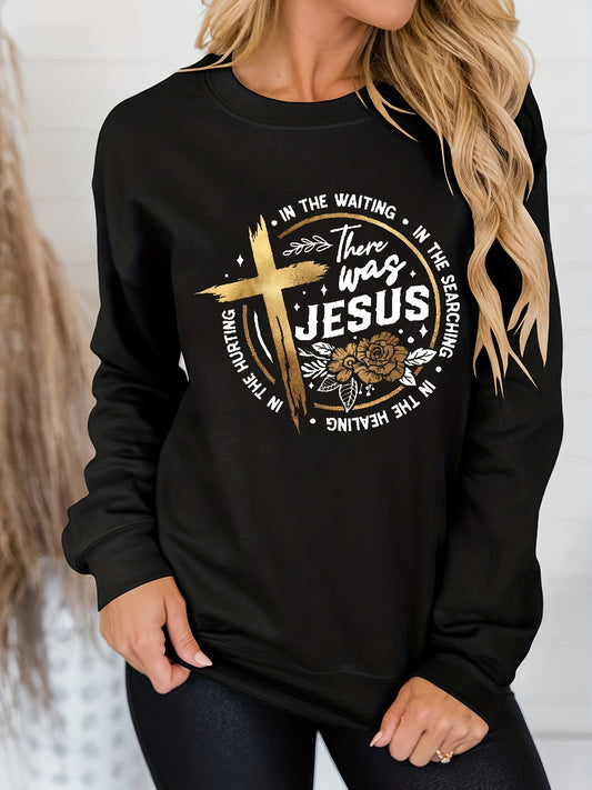 There Was Jesus Plus Size Women's Christian Pullover Sweatshirt claimedbygoddesigns