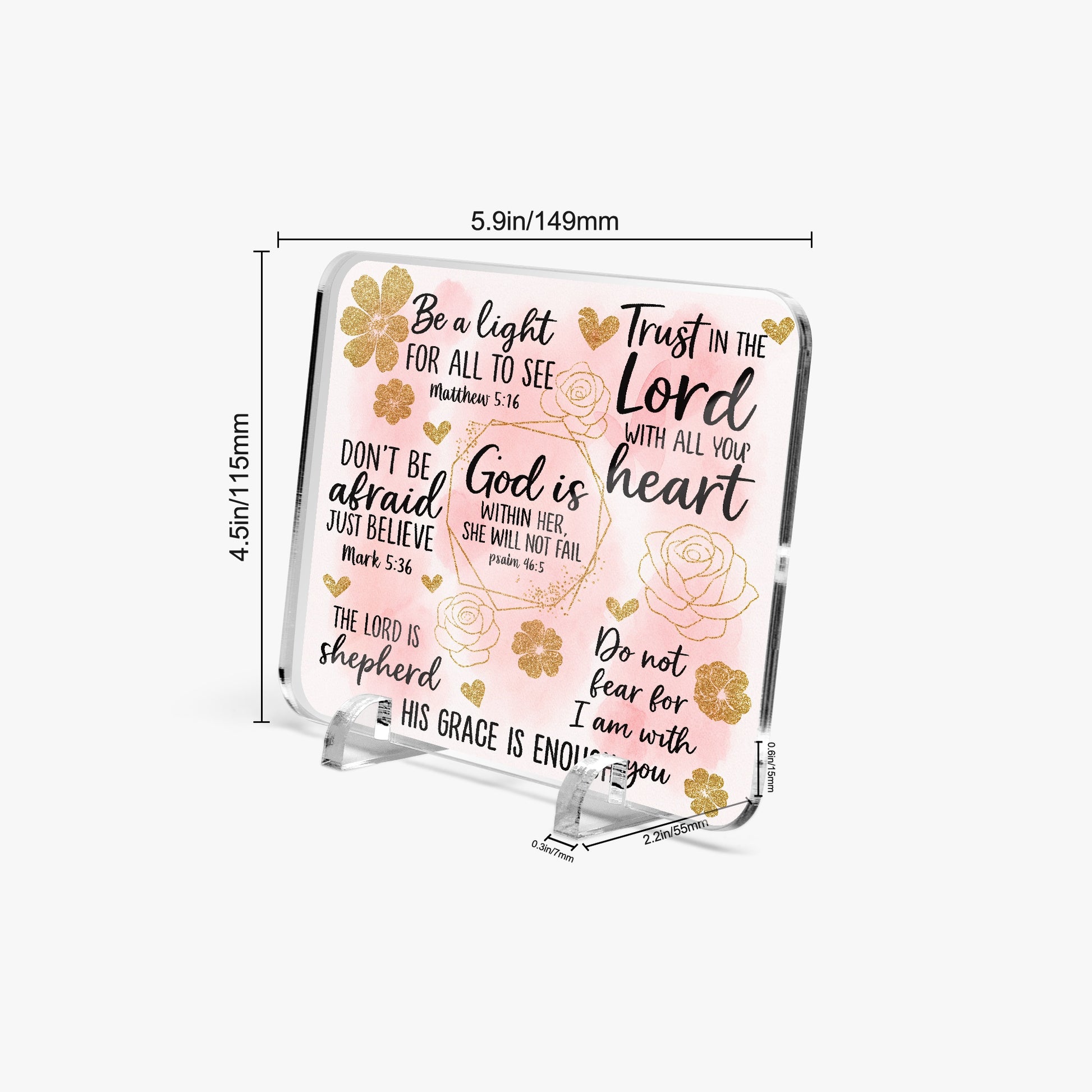 He Is Within Her Christian Acrylic Plaque with Stand - Rectangle - ClaimedbyGodDesigns