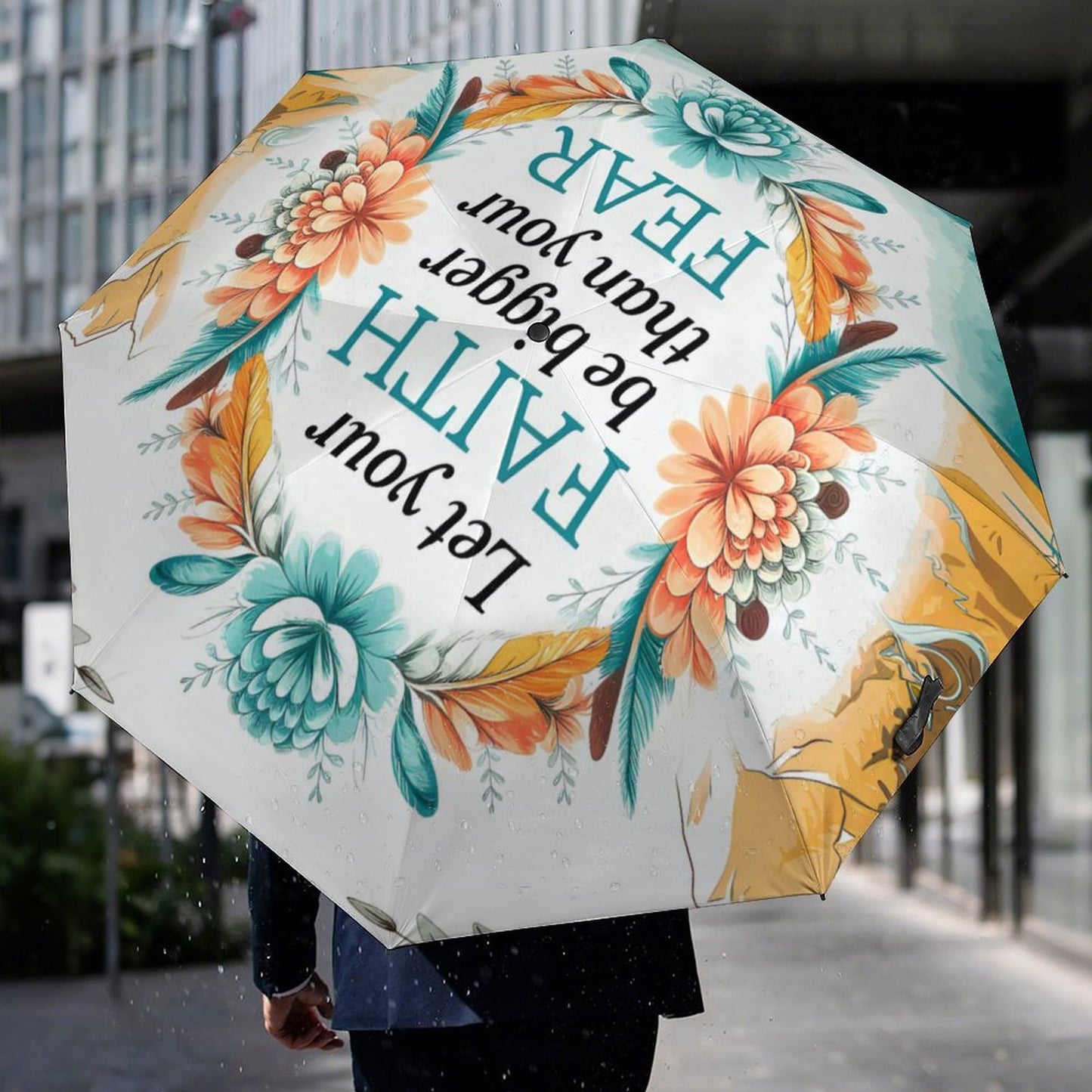 Let Your Faith Be Bigger Than Your Fear Christian 2-Fold Automatic Golf Umbrella