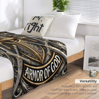 Put On The Full Armor Of God Christian Flannel Throw Blanket