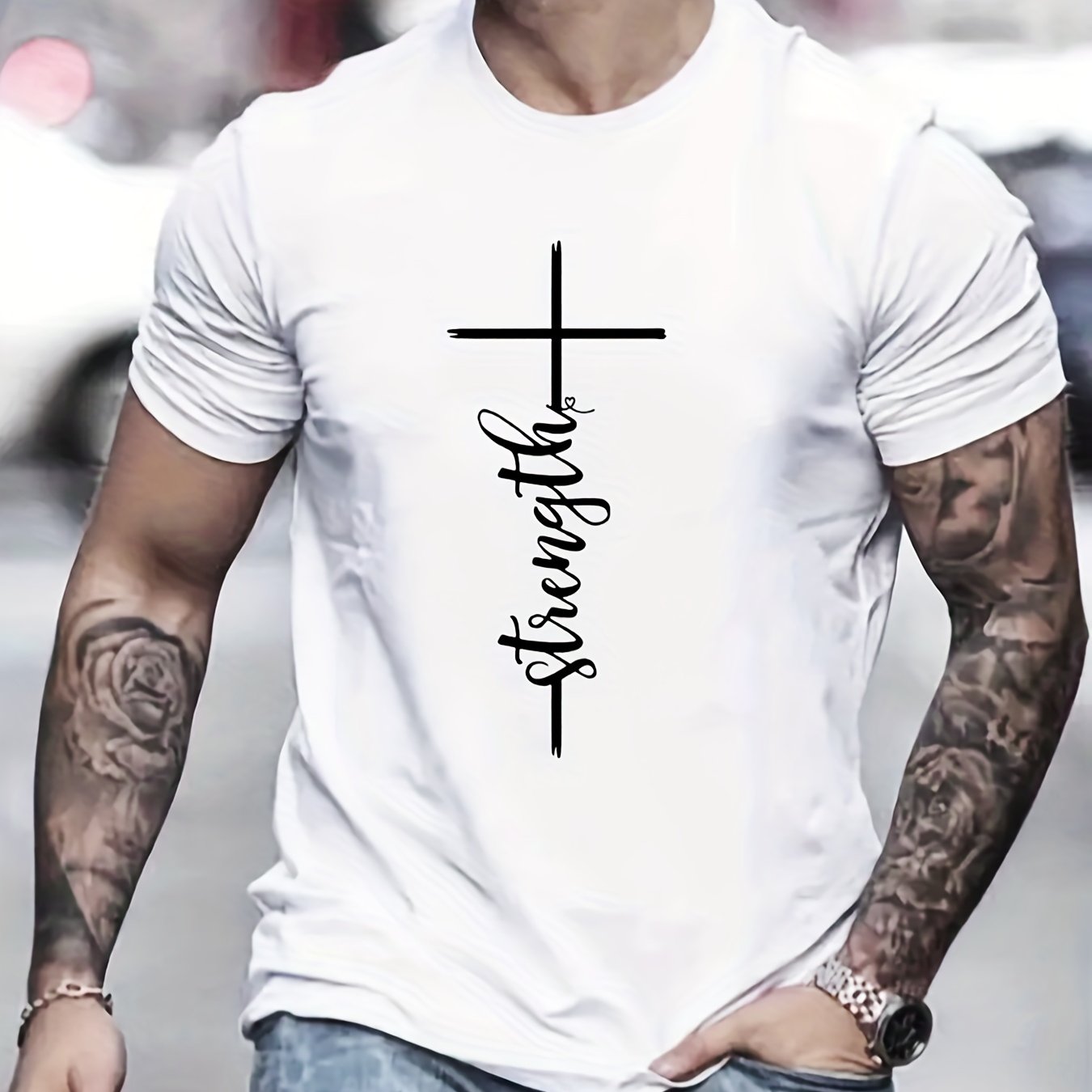 Strength Men's Christian T-Shirt claimedbygoddesigns