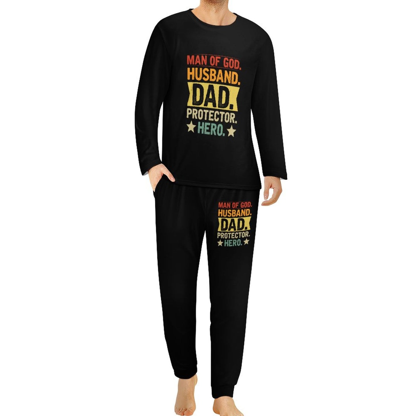 Man Of God Husband Dad Protector Hero Men's Christian Pajamas SALE-Personal Design