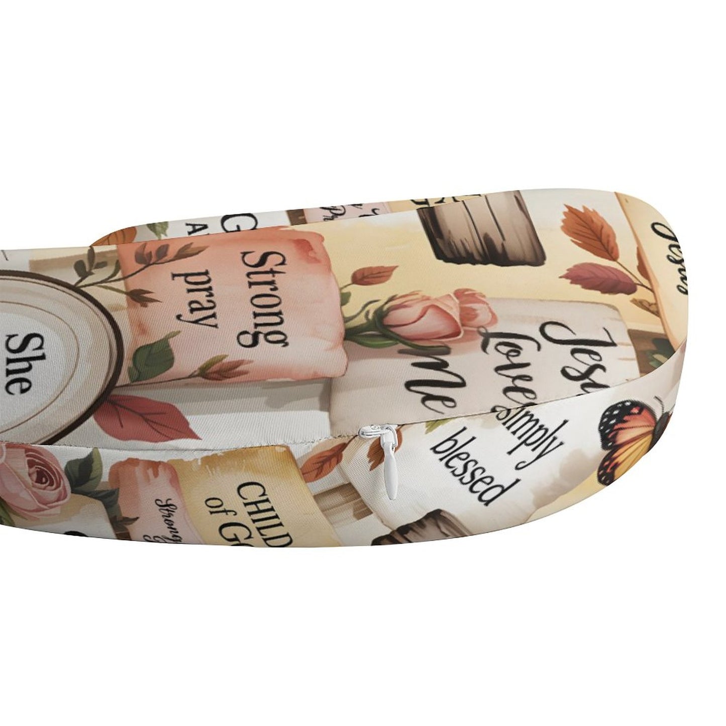 Bible Affirmations (flowered cross) Christian Neck Pillow for Restful Journeys
