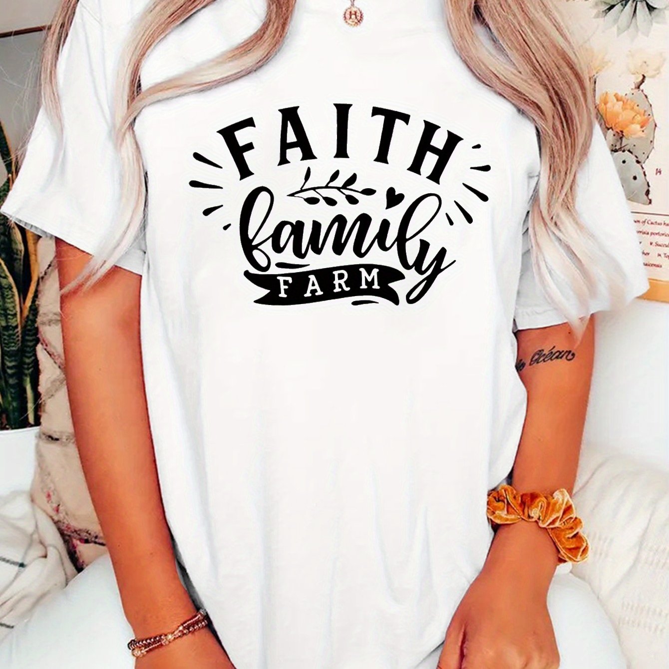 Faith Family Farm Women's Christian T-shirt claimedbygoddesigns
