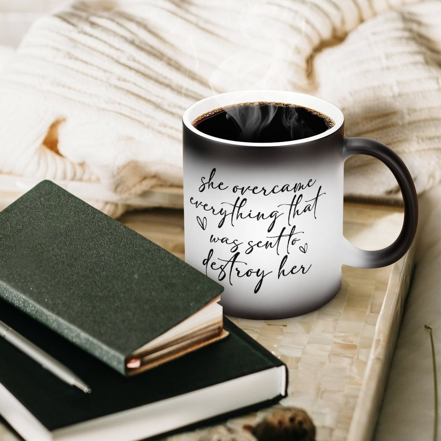 PowHerful She Overcame Everything Sent To Destroy Her Christian Color Changing Mug (Dual-sided)